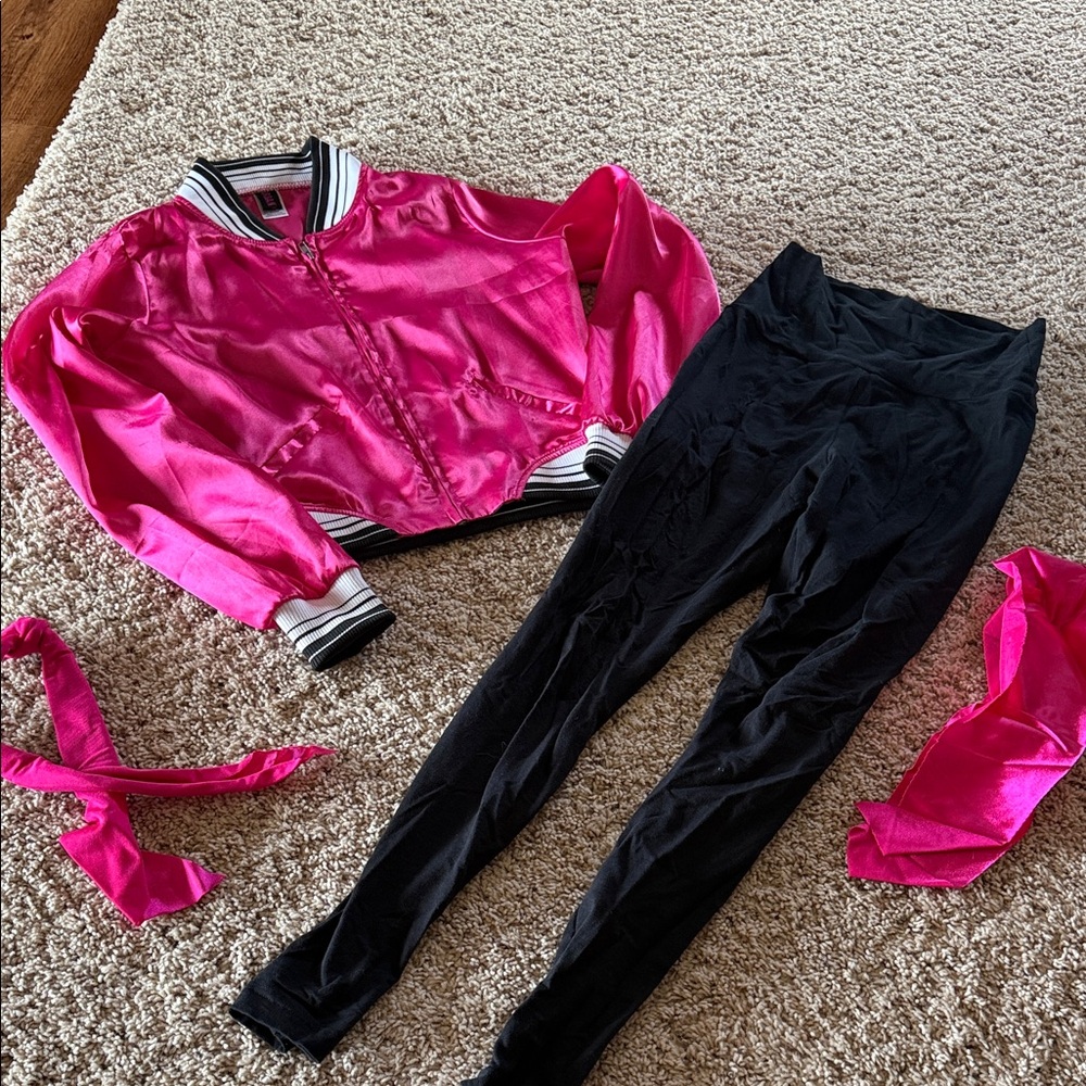 Urban Groove pink black silky jacket dance costume pants Pink Ladies Adult Small